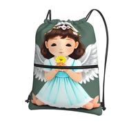 CNTDBU Cute little angel Drawstring Backpack with Zip-Waterproof Lightweight Daypack for Gym Sports, Adjustable Cinch Bag for Travel Hiking