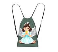 CNTDBU Cute little angel Foldable Drawstring Rucksack-Lightweight Packable Reusable Shopping Bag for Travel, Compact Pocket Sling Backpack for Camping Gym