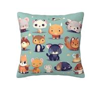 CNTDBU Cute little animals Double Sided Plush Cushion Cover-Soft Cozy Square Pillow Case with Hidden Zip, Decorative Throw Pillow Cover for Bed Sofa Car
