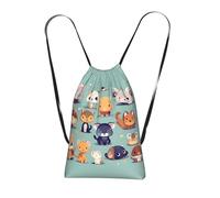 CNTDBU Cute little animals Foldable Drawstring Rucksack-Lightweight Packable Reusable Shopping Bag for Travel, Compact Pocket Sling Backpack for Camping Gym