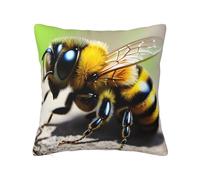 CNTDBU Cute little bee Double Sided Plush Cushion Cover-Soft Cozy Square Pillow Case with Hidden Zip, Decorative Throw Pillow Cover for Bed Sofa Car