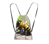 CNTDBU Cute little bee Foldable Drawstring Rucksack-Lightweight Packable Reusable Shopping Bag for Travel, Compact Pocket Sling Backpack for Camping Gym