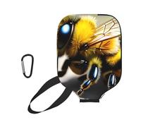 CNTDBU Cute Little bee Pickleball Paddle Cover-Neoprene Paddle Case with Mesh Pocket, Carabiner for Gym Bag