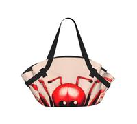 CNTDBU Cute little red spider 2-in-1 Picnic Blanket Bag-Foldable Waterproof Round Mat for Beach Park, Portable Camping Tote with Storage Pockets for Outdoor Adventures