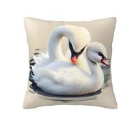 CNTDBU Cute little swan Double Sided Plush Cushion Cover-Soft Cozy Square Pillow Case with Hidden Zip, Decorative Throw Pillow Cover for Bed Sofa Car