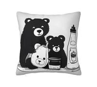 CNTDBU Cute milk bottle bear Double Sided Plush Cushion Cover-Soft Cozy Square Pillow Case with Hidden Zip, Decorative Throw Pillow Cover for Bed Sofa Car