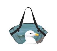 CNTDBU Cute seagull 2-in-1 Picnic Blanket Bag-Foldable Waterproof Round Mat for Beach Park, Portable Camping Tote with Storage Pockets for Outdoor Adventures