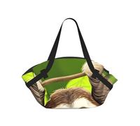 CNTDBU Cute Sloth 2-in-1 Picnic Blanket Bag-Foldable Waterproof Round Mat for Beach Park, Portable Camping Tote with Storage Pockets for Outdoor Adventures