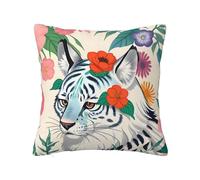 CNTDBU Cute white tiger Double Sided Plush Cushion Cover-Soft Cozy Square Pillow Case with Hidden Zip, Decorative Throw Pillow Cover for Bed Sofa Car