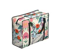CNTDBU Cute White Tiger Heavy Duty Shopping Tote Bag-Waterproof Reusable Grocery Bag With Zip, Foldable Storage Bag For Travel Picnic