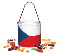 CNTDBU Czech Republic Flag Halloween Storage Bag-Round Handbag for Party | Twill fabric Lightweight Reusable Holds favors essentials For party use