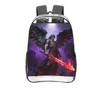 CNTDBU Dark Angel Wings Clear Backpack 16 Inch Heavy Duty-Stadium Approved Transparent PVC Bookbag, Reinforced Bottom Travel Daypack Unisex