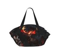 CNTDBU Dark Buck 2-in-1 Picnic Blanket Bag-Foldable Waterproof Round Mat for Beach Park, Portable Camping Tote with Storage Pockets for Outdoor Adventures