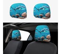 CNTDBU Deep Sea Whales Car Headrest Cover 2 Pack-Stretchable Soft Seat Cushion Protector for Cars, Universal Fit Headrest Covers for Truck SUV