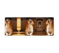 CNTDBU Dog Waiting Food Extra Large Desk Mat 11.8x31.5-Non Slip Gaming Mouse Pad with Stitched Edge, Waterproof Keyboard Pad for Office