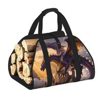 CNTDBU Dragon Castle Sky Firewood Carrier Bag-Heavy Duty Canvas Log Tote, Waterproof Wood Hauler with Padded Handles