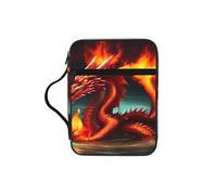 CNTDBU Dragon King In Fire Bible Study Tote Bag With Handles -Water-Resistant Organiser For Church Travel, Pen Holder Tablet Pocket Journal Cover Case