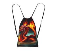 CNTDBU Dragon King in Fire Foldable Drawstring Rucksack-Lightweight Packable Reusable Shopping Bag for Travel, Compact Pocket Sling Backpack for Camping Gym