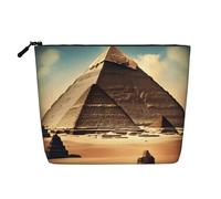 CNTDBU Dreaming of the Pyramids of Khufu Hemp Texture Makeup Bag - Waterproof Large Cosmetic Organizer Pouch for Travel Toiletries & Daily Essentials