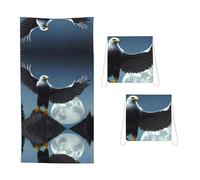 CNTDBU Eagle under the stars 2 in 1 Packable Towel Bag-Large Beach Towel with Stuff Sack, Super Absorbent Microfiber Travel Towel for Pool
