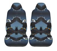 CNTDBU Eagle Under The Stars Car Seat Covers 2 Pack for Front Seats, Universal Stretch Seat Protectors for Car SUV Truck Van
