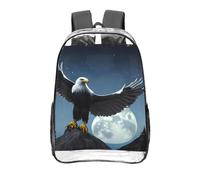 CNTDBU Eagle under the stars Clear Backpack 16 Inch-Transparent PVC Stadium Approved Bag, Custom All-Over Print Front Pocket, Lightweight Travel Daypack Unisex