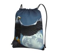 CNTDBU Eagle under the stars Drawstring Backpack with Zip-Waterproof Lightweight Daypack for Gym Sports, Adjustable Cinch Bag for Travel Hiking