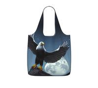 CNTDBU Eagle under the stars Packaway Shopping Tote-Lightweight Reusable Foldable Bag for Groceries, 25L Travel Rucksack with Drawstring for Work Gym