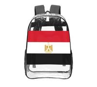CNTDBU Egyptian flag Clear Backpack 16 Inch-Transparent PVC Stadium Approved Bag, Custom All-Over Print Front Pocket, Lightweight Travel Daypack Unisex