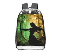 CNTDBU Elf Archer Bow Clear Backpack 16 Inch Heavy Duty-Stadium Approved Transparent PVC Bookbag, Reinforced Bottom Travel Daypack Unisex