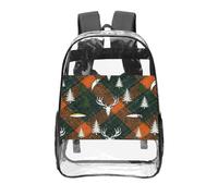 CNTDBU elk antler Clear Backpack 16 Inch-Transparent PVC Stadium Approved Bag, Custom All-Over Print Front Pocket, Lightweight Travel Daypack Unisex