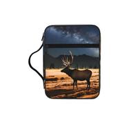 CNTDBU Elk In The Meadow Bible Study Tote Bag With Handles -Water-Resistant Organiser For Church Travel, Pen Holder Tablet Pocket Journal Cover Case