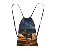 CNTDBU Elk in the meadow Foldable Drawstring Rucksack-Lightweight Packable Reusable Shopping Bag for Travel, Compact Pocket Sling Backpack for Camping Gym