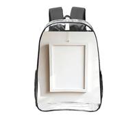 CNTDBU Empty Frame Art Clear Backpack 16 Inch Heavy Duty-Stadium Approved Transparent PVC Bookbag, Reinforced Bottom Travel Daypack Unisex