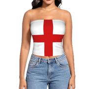 CNTDBU England Flag L Women's Strapless Tube Top-Seamless Bandeau Crop Top with Non Slip Silicone, Soft Stretch Bralette for Summer Outfits Black
