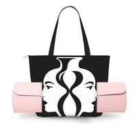 CNTDBU Face Vase Illusion Women's Yoga Bag-Large Gym Tote with Yoga Mat Holder, Lightweight Shoulder Bag for Workout Travel Beach