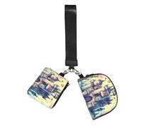CNTDBU Fairytale Castle Wristlet Keychain Wallet For Women-Small Wrist Bag For Keys Cards, 2 Pack Zip Pouch For Running Gym Travel, Outdoor Sports