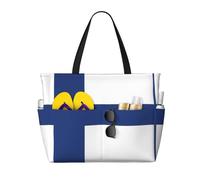 CNTDBU Finnish flag Large Capacity Beach Travel Bag-Waterproof Weekender Duffle with 7 Pockets, Oversized Tote for Gym Camping, Lightweight Foldable