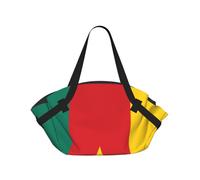 CNTDBU Flag of Cameroon 2-in-1 Picnic Blanket Bag-Foldable Waterproof Round Mat for Beach Park, Portable Camping Tote with Storage Pockets for Outdoor Adventures
