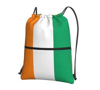 CNTDBU Flag of Cote d'Ivoire Drawstring Backpack with Zip-Waterproof Lightweight Daypack for Gym Sports, Adjustable Cinch Bag for Travel Hiking