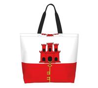 CNTDBU Flag of Gibraltar Large Capacity Shoulder Tote Bag for Women â€“ Water-Resistant Polyester Shopper for Shopping Work Daily Use