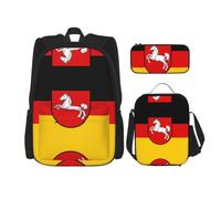 CNTDBU Flag of Lower Saxony Backpack Lunch Bag Pouch Set-3 in 1 Travel Bag for Commuters, Insulated Lunch Tote for Work with Laptop Sleeve