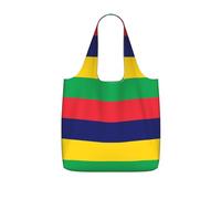 CNTDBU Flag of Mauritius Packaway Shopping Tote-Lightweight Reusable Foldable Bag for Groceries, 25L Travel Rucksack with Drawstring for Work Gym
