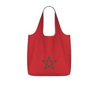 CNTDBU Flag of Morocco Packaway Shopping Tote-Lightweight Reusable Foldable Bag for Groceries, 25L Travel Rucksack with Drawstring for Work Gym