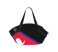 CNTDBU Flag of Nepal 2-in-1 Picnic Blanket Bag-Foldable Waterproof Round Mat for Beach Park, Portable Camping Tote with Storage Pockets for Outdoor Adventures