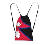 CNTDBU Flag of Nepal Foldable Drawstring Rucksack-Lightweight Packable Reusable Shopping Bag for Travel, Compact Pocket Sling Backpack for Camping Gym