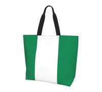 CNTDBU Flag of Nigeria Large Shoulder Tote Bag for Women-Lightweight Waterproof Shopping Bag, Reusable Grocery Tote with Inner Pocket for Work Travel