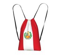 CNTDBU Flag of Peru Foldable Drawstring Rucksack-Lightweight Packable Reusable Shopping Bag for Travel, Compact Pocket Sling Backpack for Camping Gym