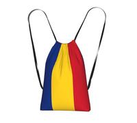 CNTDBU Flag of Romania Foldable Drawstring Rucksack-Lightweight Packable Reusable Shopping Bag for Travel, Compact Pocket Sling Backpack for Camping Gym