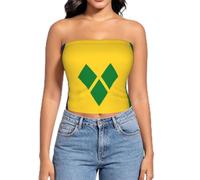 CNTDBU Flag of Saint Vincent and the Grenadines L Women's Strapless Tube Top-Seamless Bandeau Crop Top with Non Slip Silicone, Soft Stretch Bralette for Summer Outfits